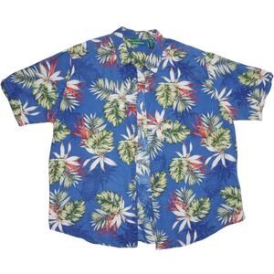 Cubavera Blue Tropical Floral Shirt - Size XXL